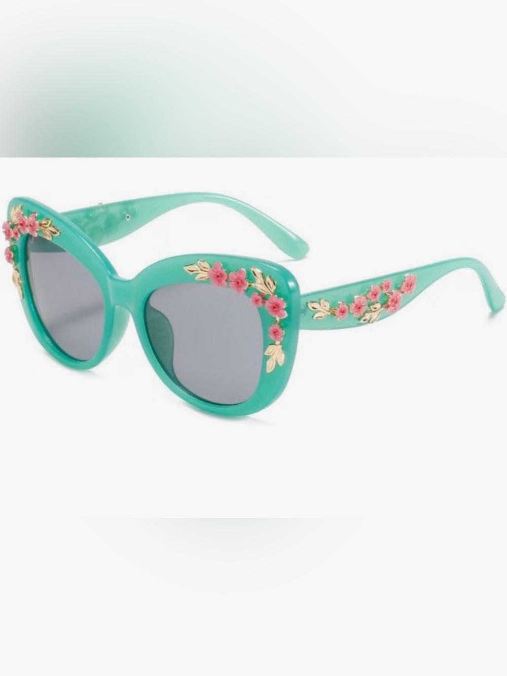 Floral Green & Pink Sunglasses Like New - Vintage 50s style costume
